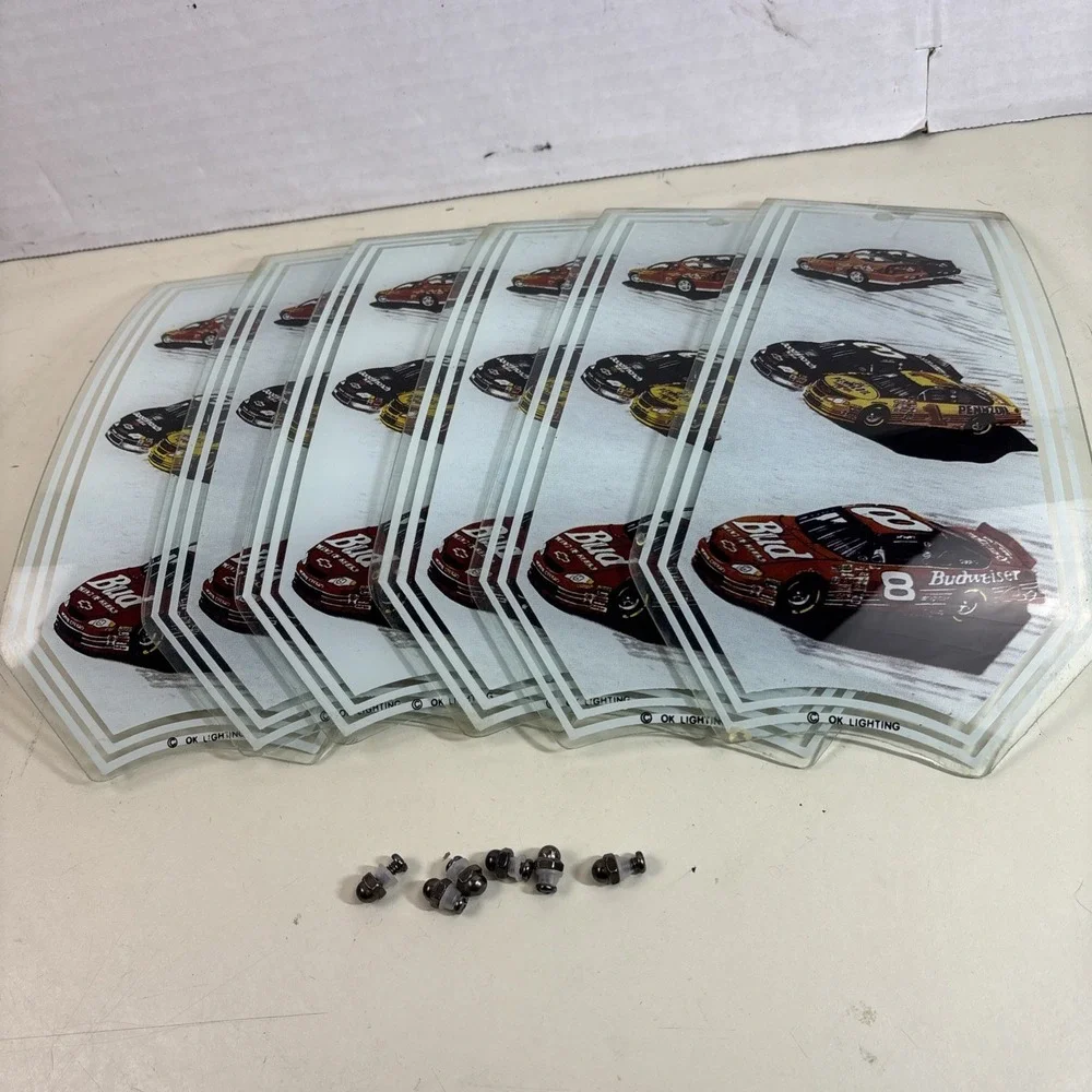 Dale Earnhardt Touch Lamp Shade Replacement Glass Sections OK LIGHTING Lot of 6